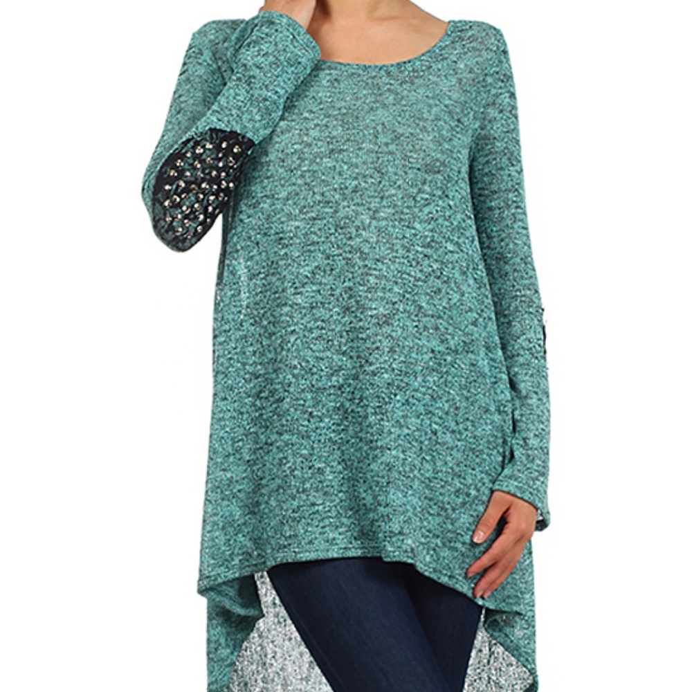 J Mode Jade Embellished Hi-Low Tunic Sz M